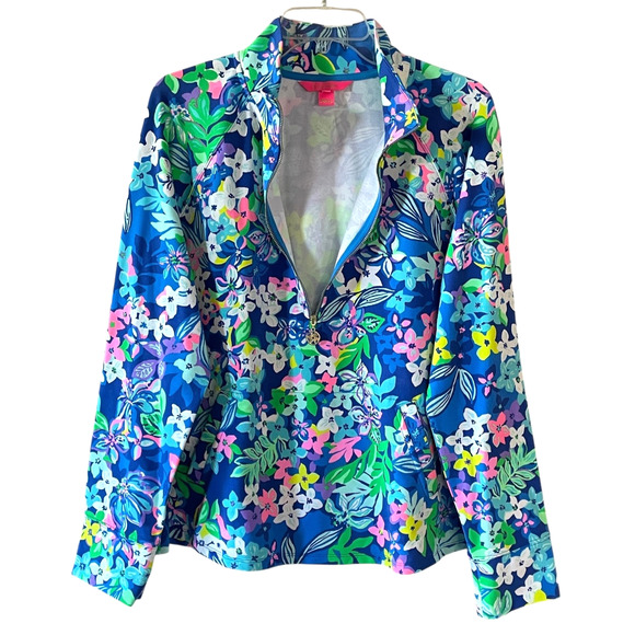 NWOT LILLY PULITZER Melena Size XL Borealis Blue Social Sunset Popover Zip Top - Picture 4 of 10